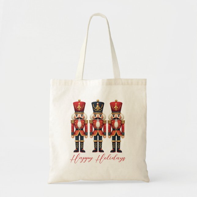 Bolso De Tela Soldados cazadores de nueces felices festividades (Frente)