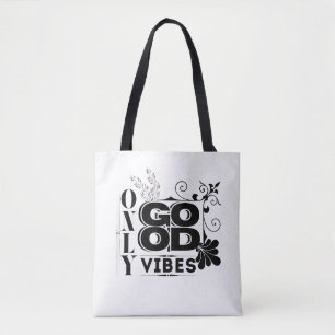 Bolso De Tela Sólo buenas vibraciones - tipografía motivacional 