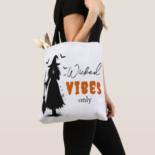 Bolso De Tela "Solo con vibraciones malvadas" - Bruja negra de H
