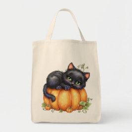 Bolso De Tela Sólo dando vueltas, descansando gatito en calabaza