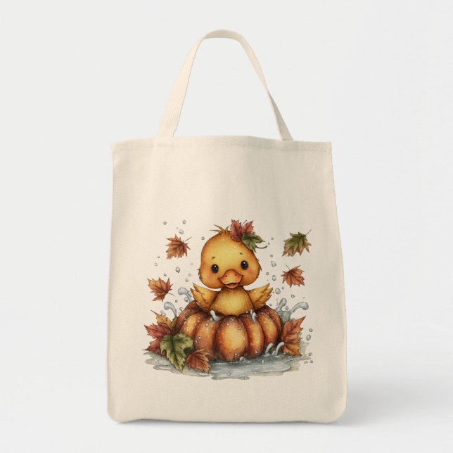 Bolso De Tela Sólo dándose vueltas, Pato Caído Jugando En Calaba (Frente)