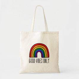 Bolso De Tela Sólo las vibraciones buenas del arcoiris