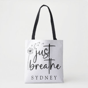 Bolso De Tela Sólo respira el nombre personalizado de Dandelion