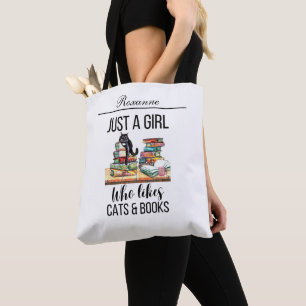 Bolso De Tela Sólo Un Chica A Quien Le Gustan Los Gatos Y Los Li
