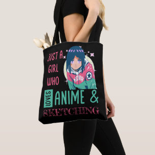 Bolso De Tela Sólo un chica al que le encanta el anime y el boce