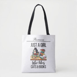 Bolso De Tela Sólo Un Chica Al Que Le Gustan Los Gatos Y Los Lib
