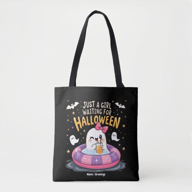 Bolso De Tela Sólo Un Chica Esperando Por Halloween Espantador V (Anverso)