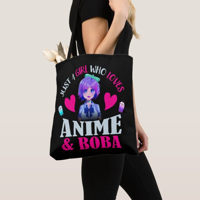 Bolso De Tela Solo un Chica que ama a Anime y Boba (Detalle)