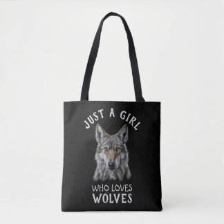 Bolso De Tela Sólo un chica que ama a los lobos