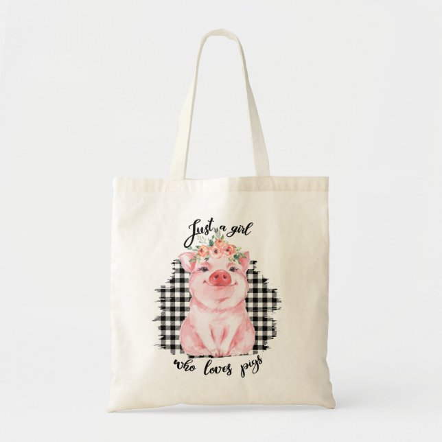 Bolso De Tela Sólo un Chica que ama los cerdos (Frente)