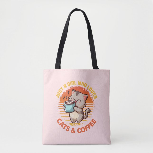 Bolso De Tela Sólo un Chica que ama los gatos y el café (Anverso)
