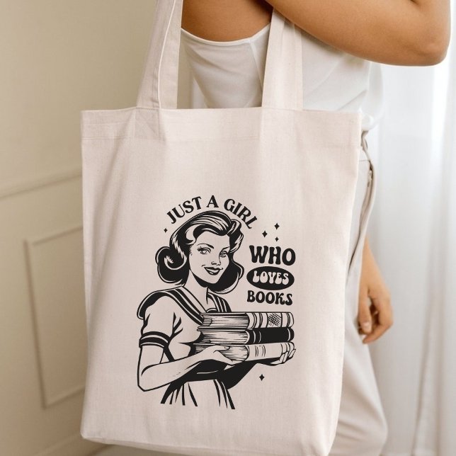 Bolso De Tela Sólo un Chica que ama los libros Retro Booklover (Just A Girl Who Loves Books Retro Booklover Tote Bag)