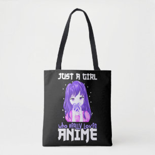 Bolso De Tela Sólo un Chica que ama realmente a Anime en morado