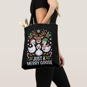 Bolso De Tela Solo un ganso alegre de Navidad Reno Caña de Caram