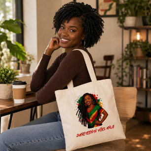 Bolso De Tela Sólo Vibraciones de Juneteenth Celebración Afrocen