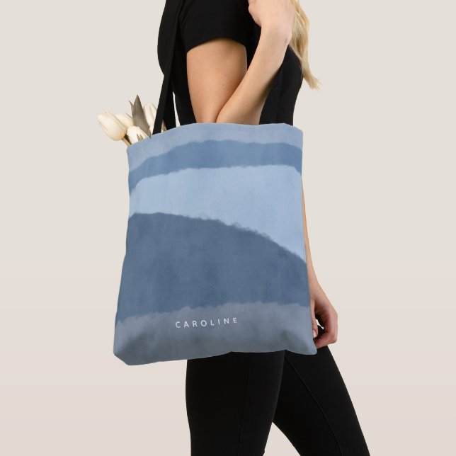 Bolso De Tela Sombras abstractas costeras de Tote azul (Detalle)