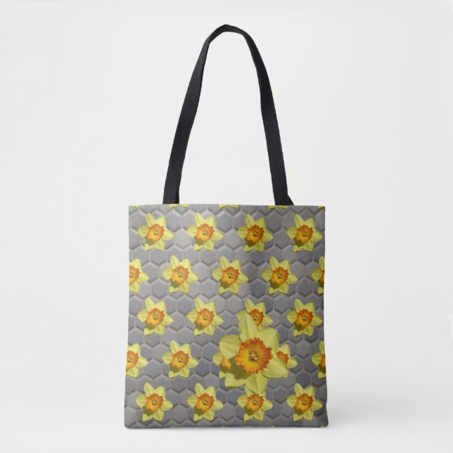Bolso De Tela Sombras de Blue Patern Daffodils Tote Bag (Anverso)