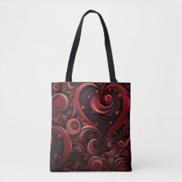BOLSO DE TELA SOMBRAS DE CORAZONES OSCUROS DE VALENTINA ROJA