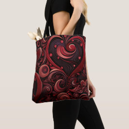 BOLSO DE TELA SOMBRAS DE CORAZONES OSCUROS DE VALENTINA ROJA