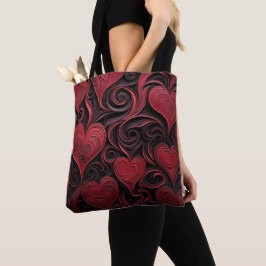 BOLSO DE TELA SOMBRAS DE CORAZONES OSCUROS DE VALENTINA ROJA