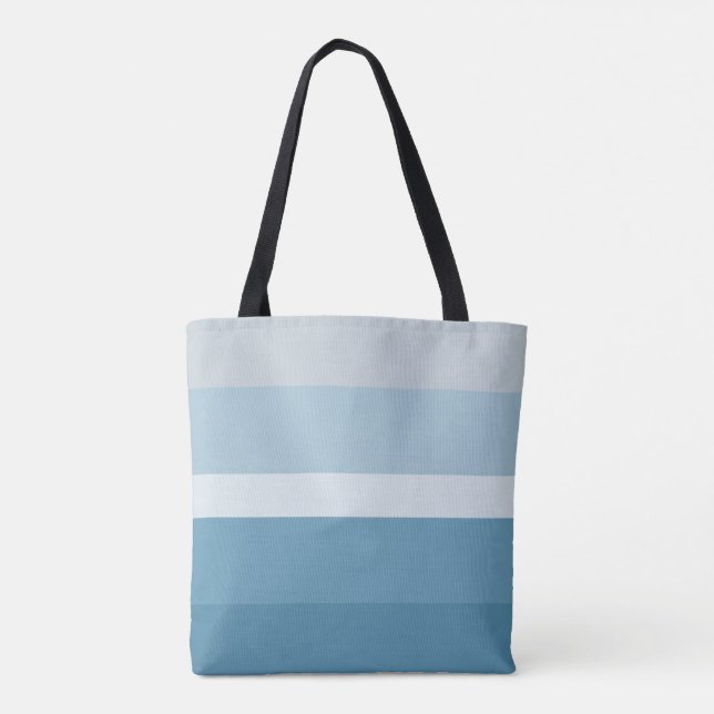 Bolso De Tela Sombras modernas de las rayas azules verde (Reverso)