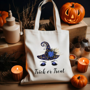 Bolso De Tela Sombrero de Bruja Azul Lindo Halloween Truco o Tra