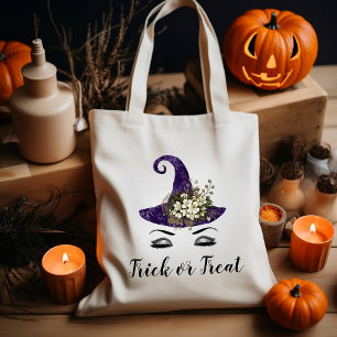 Bolso De Tela Sombrero de bruja morado lindo Halloween Truco o t