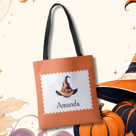 Bolso De Tela Sombrero de bruja naranja personalizado