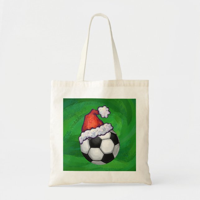 Bolso De Tela Sombrero de Santa Ball de fútbol en verde (Frente)