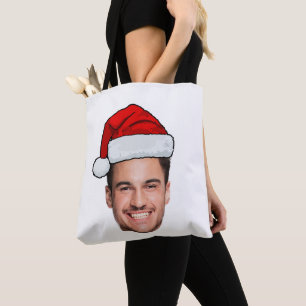 Bolso De Tela Sombrero de Santa Foto de Cara Personalizada Navid