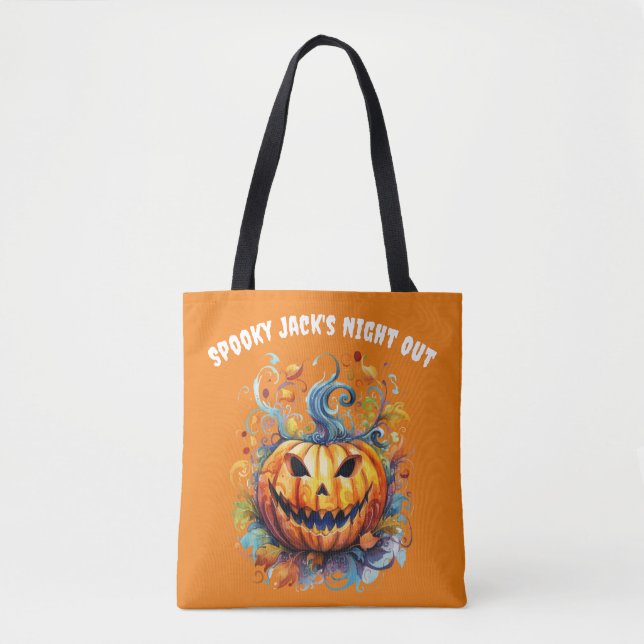 Bolso De Tela Sombrío Jack-O-Lantern (Anverso)