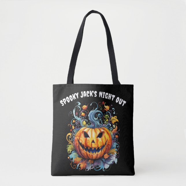 Bolso De Tela Sombrío Jack-O-Lantern (Anverso)