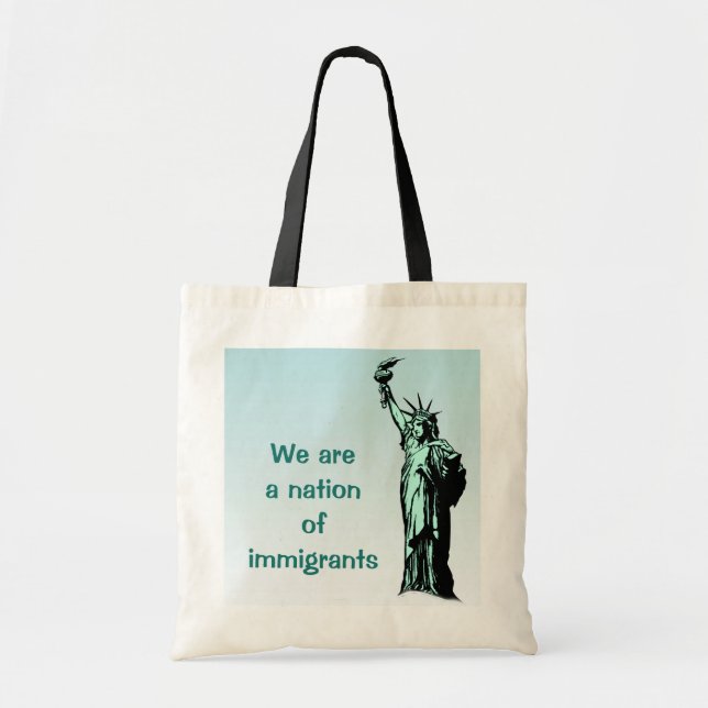 Bolso De Tela Somos una nación de inmigrantes haciendo la maleta (Frente)
