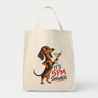 Bolso De Tela Son las 5PM en algún lugar – Martini de Dachshund