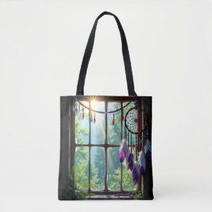 Bolso De Tela Soñador Boho Púrpura en Ventana