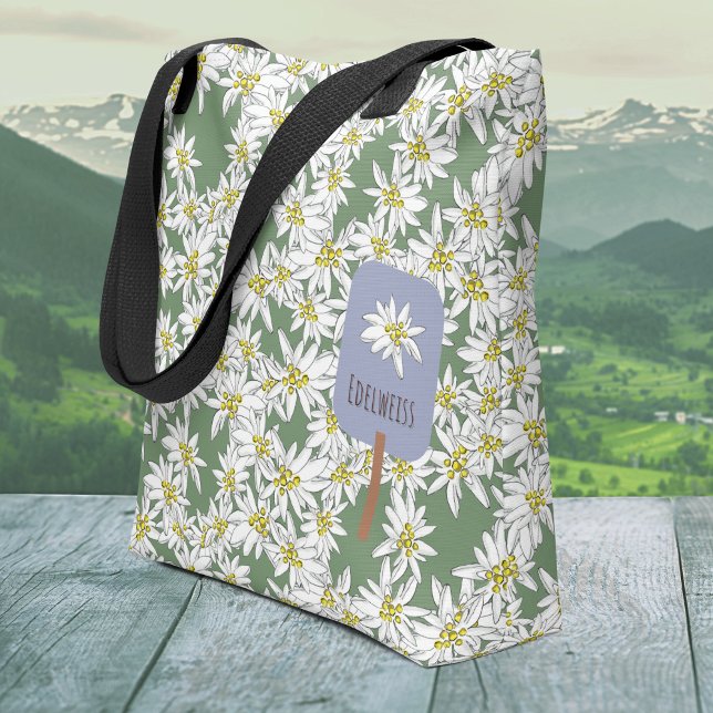 Bolso De Tela Sonido Cute Edelweiss Sonido de la música Alpes Bo (This hand-illustrated Edelweiss tote bag is unique and shows your love for "The Sound of Music.")