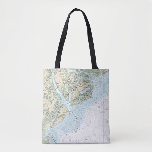Bolso De Tela Sonido de Santa Elena al gráfico náutico del río S (Anverso)