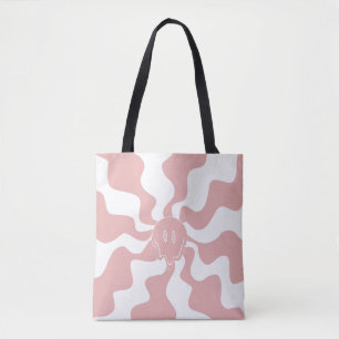 Bolso De Tela Sonreir fusión en rosa y blanco