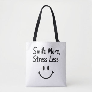 Bolso De Tela Sonría más, estrés menos diseño de garabatos