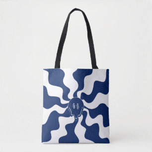 Bolso De Tela Sonríe a un azul y blanco