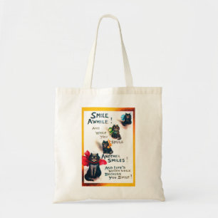 Bolso De Tela Sonríe, gato negro, Louis Wain