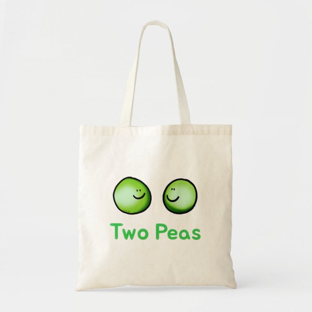Bolso De Tela Sonriente Dos Peas Cute Arte De Amistad (Frente)