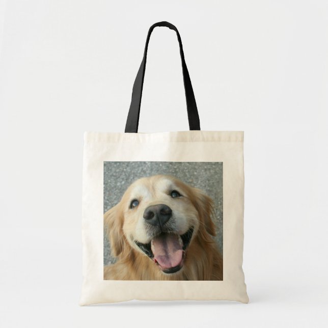 Bolso De Tela Sonriente Golden Retriever (Frente)