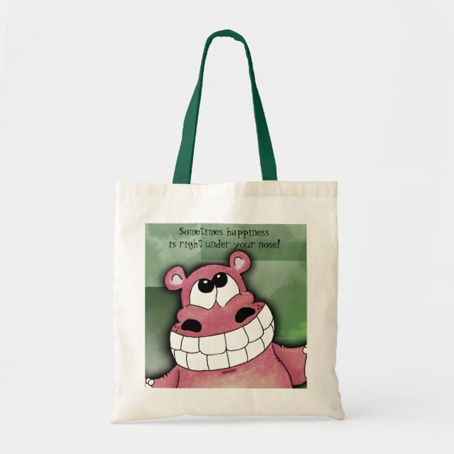 Bolso De Tela Sonriente Hippo-Rosa (Frente)