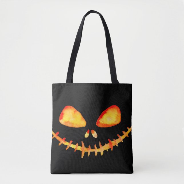 Bolso De Tela Sonriente Jack O' Lantern Brillante (Anverso)
