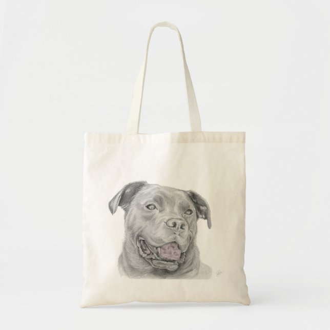 Bolso De Tela Sonriente Pitbull Sketch Tote Bag (Frente)