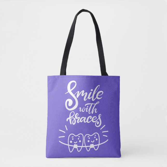 Bolso De Tela Sonrisa con los dientes sonrientes de los apoyos (Anverso)