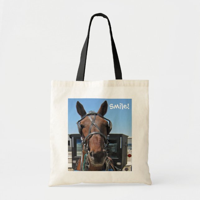 Bolso De Tela ¡Sonrisa del caballo de Amish! (Frente)