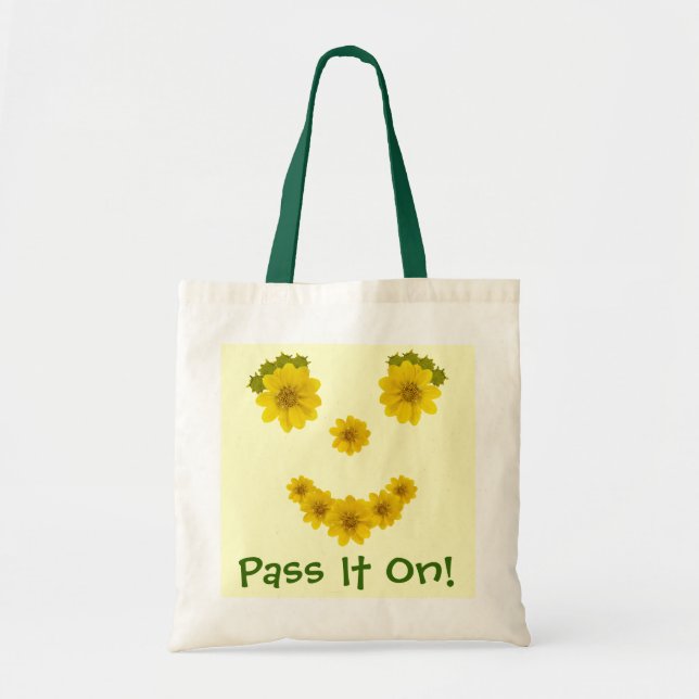 Bolso De Tela Sonrisa divertida de flores silvestres amarillas (Frente)