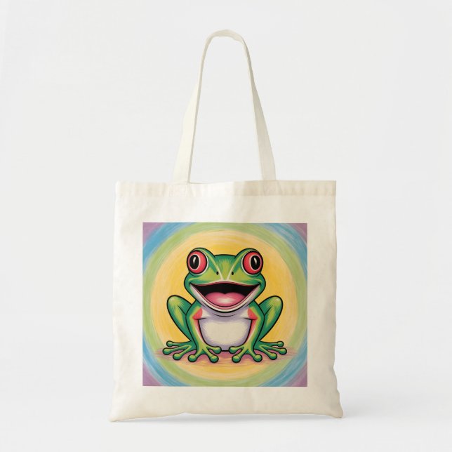 Bolso De Tela Sonrisa suave de rana (Frente)